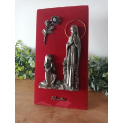 Cadre religieux vintage velours rouge & étain