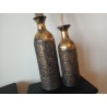 Duo de vase décoratifs métal noir et or