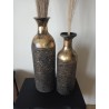 Duo de vase décoratifs métal noir et or
