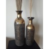 Duo de vase décoratifs métal noir et or