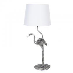 Lampe flamant 58cm argent et blanc