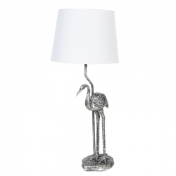 Lampe flamant 58cm argent et blanc