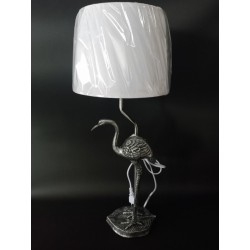 Lampe flamant 58cm argent et blanc