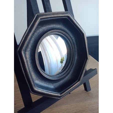 Miroir de sorcière octogonal noir et or ø18