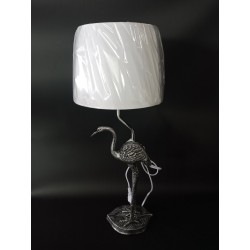 Lampe flamant 58cm argent et blanc