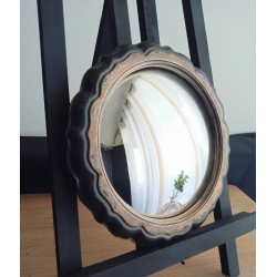 Miroir de sorcière fleur noir et or ø19