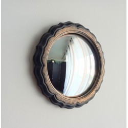 Miroir de sorcière fleur noir et or ø19