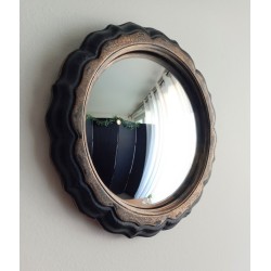 Miroir de sorcière fleur noir et or ø19