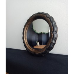 Miroir de sorcière fleur noir et or ø19