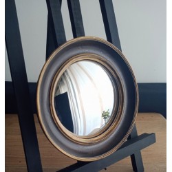 Miroir de sorcière double bord marron et or ø17,5
