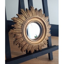 Miroir de sorcière soleil or vieilli ø18