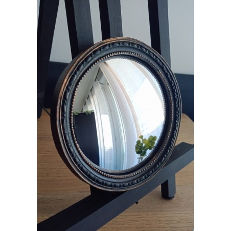 Miroir Convexe Noir et Dore Ø50Cm Int Ø64Cm Ex