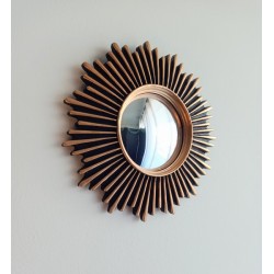 Miroir de sorcière soleil design noir et or ø20 (taille S)