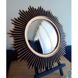 Miroir de sorcière soleil design noir et or ø44 (taille L)