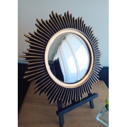 Miroir de sorcière soleil design noir et or ø44 (taille L)