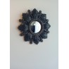 Miroir de sorcière fleur baroque noir et or ø19,5