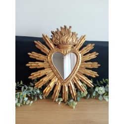 Miroir ex voto à rayons doré 28cm