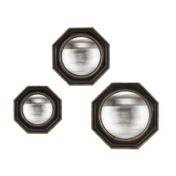 Ensemble de 3 miroirs de sorcière octogonaux noir et or