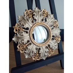 Miroir de sorcière fleur baroque or pâle et or ø20