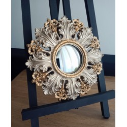 Miroir de sorcière fleur baroque or pâle et or ø20