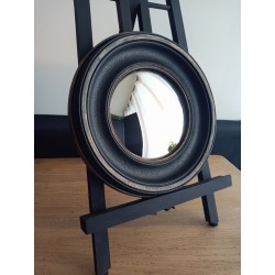 Miroir de sorcière bord large noir patine or ø23 (Taille S)