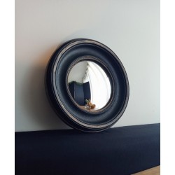 Miroir de sorcière bord large noir patine or ø23 (Taille S)
