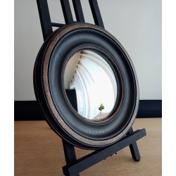 Miroir de sorcière bord large noir patine or ø28 (Taille L)