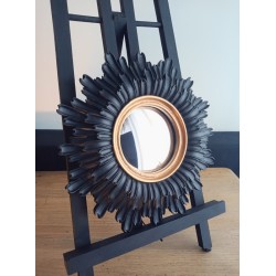 Miroir de sorcière fleur noir liseré or ø24 (Taille S)