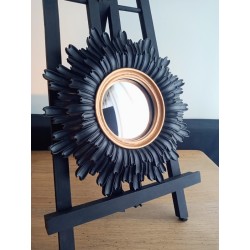 Miroir de sorcière fleur noir liseré or ø24 (Taille S)