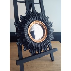 Miroir de sorcière fleur noir liseré or ø24 (Taille S)