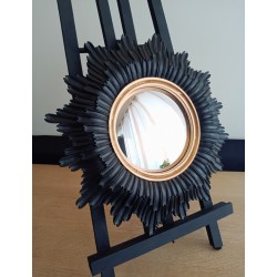 Miroir de sorcière fleur noir liseré or ø30 (Taille L)