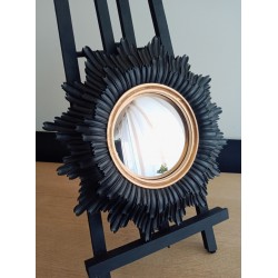 Miroir de sorcière fleur noir liseré or ø30 (Taille L)