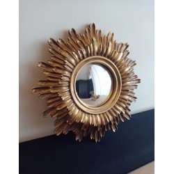 Miroir de sorcière fleur or vieilli ø24