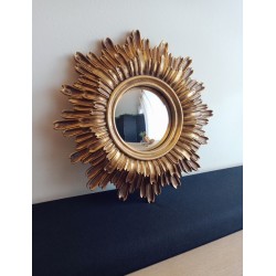 Miroir de sorcière fleur or vieilli ø24