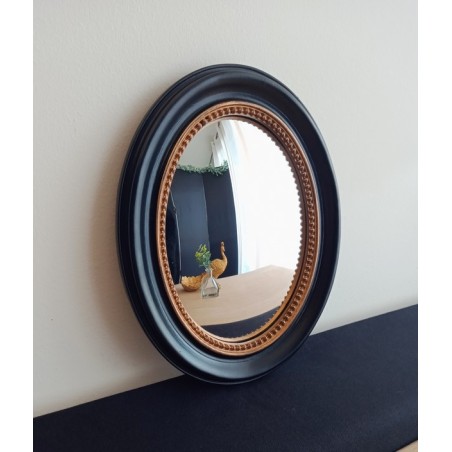 Miroir de sorcière ovale style Napoléon noir et or (Taille S)