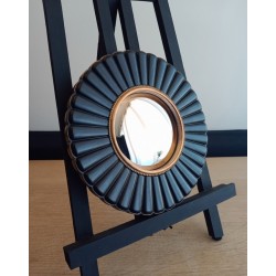 Miroir de sorcière rond fleur noir et or ø20 (taille S)
