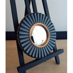 Miroir de sorcière rond fleur noir et or ø20 (taille S)