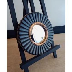 Miroir de sorcière rond fleur noir et or ø20 (taille S)