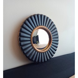 Miroir de sorcière rond fleur noir et or ø20 (taille S)