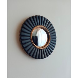 Miroir de sorcière rond fleur noir et or ø20 (taille S)