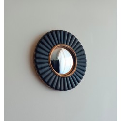 Miroir de sorcière rond fleur noir et or ø20 (taille S)