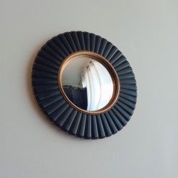 Miroir de sorcière rond fleur noir et or ø26 (taille L)