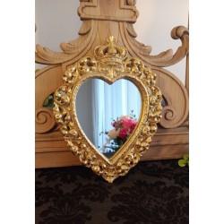 Miroir ex voto coeur couronne or