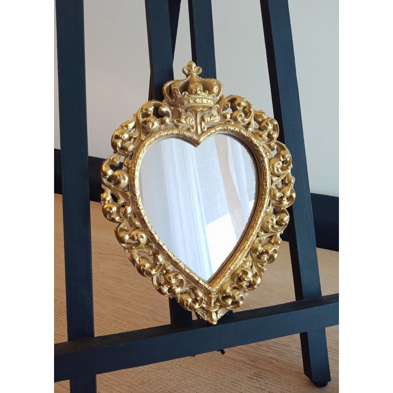 Miroir ex voto coeur couronne or