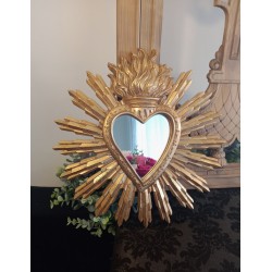 Miroir ex voto à rayons doré 28cm