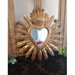 Miroir ex voto à rayons doré 28cm