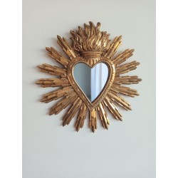 Miroir ex voto à rayons doré 28cm