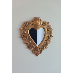 Miroir ex voto coeur style baroque doré 29cm