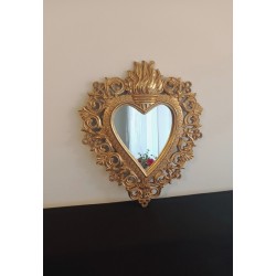 Miroir ex voto coeur style baroque doré 29cm