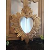 Miroir ex voto coeur soleil doré 30cm - taille S